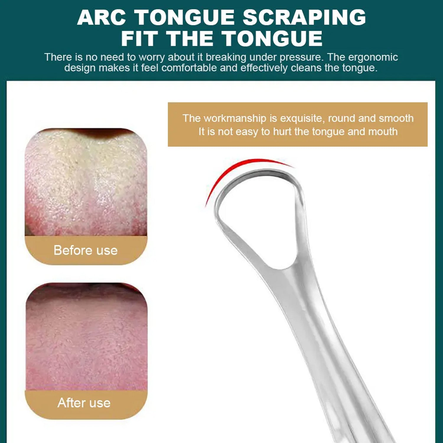 Stainless Steel Tongue Scraper Tongue Cleaners (1pc With Metal Case) Stainless Steel Tongue Scraper Tongue Cleaners (1pc With Metal Case)